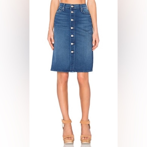 MOTHER High Waist Button Midi Skirt in Blue Moon Sz 26 (14) - Picture 1 of 9